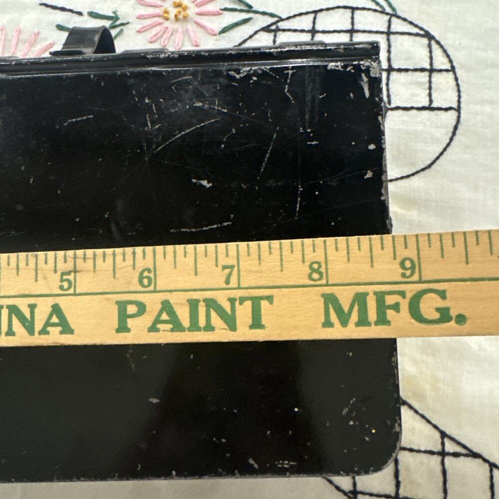 Vtg. Toleware Handpainted metal silent butler crumb catcher floral (book cover) - Picture 9 of 10